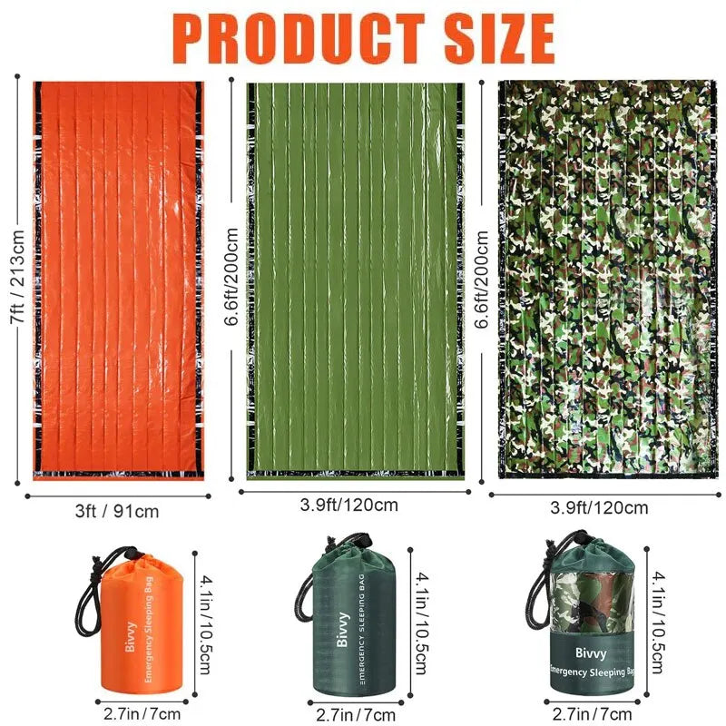 Stay Warm and Safe with the Ultra Waterproof Mylar Emergency Sleeping Bag - Perfect for Camping and Hiking!
