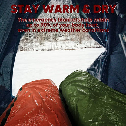 Stay Warm and Safe with the Ultra Waterproof Mylar Emergency Sleeping Bag - Perfect for Camping and Hiking!