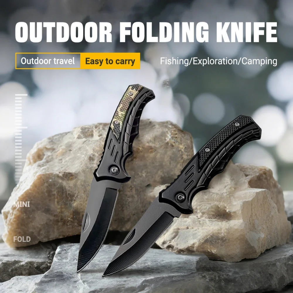 Versatile Stainless Steel Folding Knife - Perfect for Fishing, Camping, and Outdoor Adventures with Comfortable PP Handle
