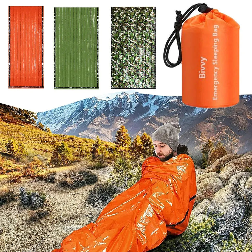 Stay Warm and Safe with the Ultra Waterproof Mylar Emergency Sleeping Bag - Perfect for Camping and Hiking!